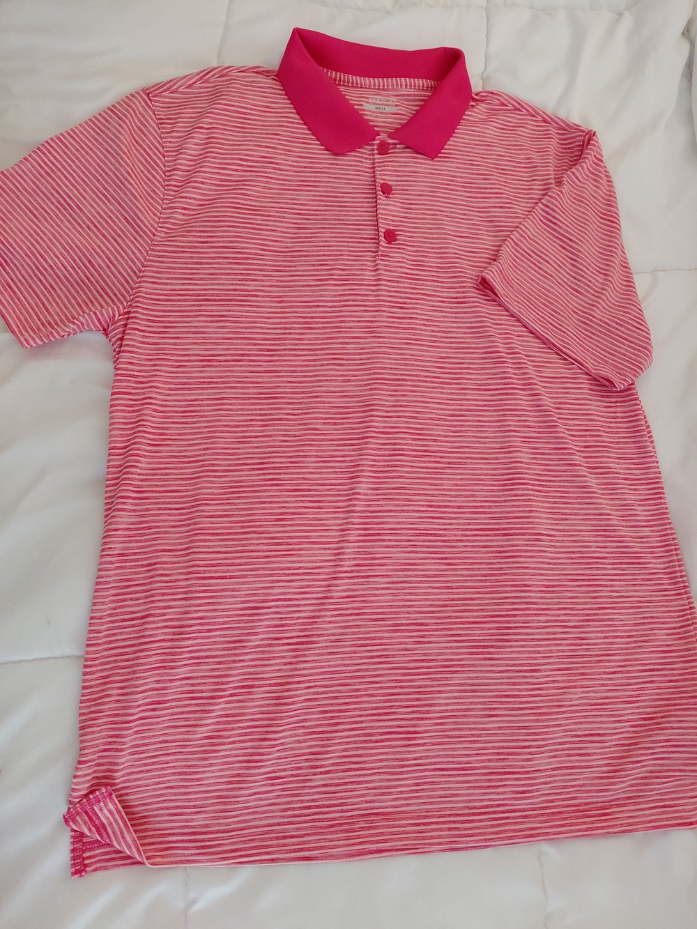BCG Unisex Pink and White Golf Polo Lg and NWOT
